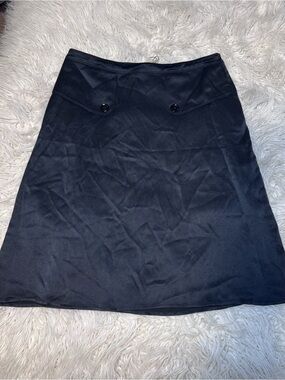 Burberry Black Skirt 100% Silk Size Us 8 Uk 10 NEW Lined Knee Length Classic